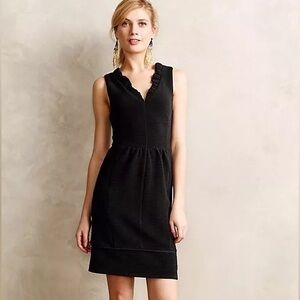 Maeve scalloped black mini dress